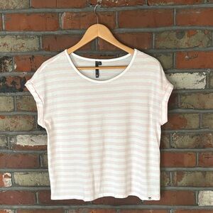 Joe's Jeans Pink and White Cropped Relaxed T-Shirt NWOT